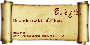 Brandeiszki Ákos névjegykártya